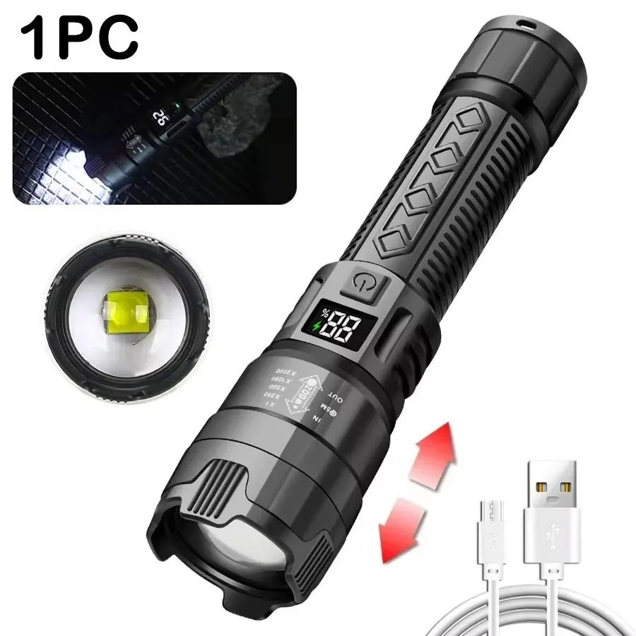 Trail Torch Pro β 1.6M Lumen Rechargeable Tactical LED Flashlight | Waterproof & Zoomable Outdoor Gear